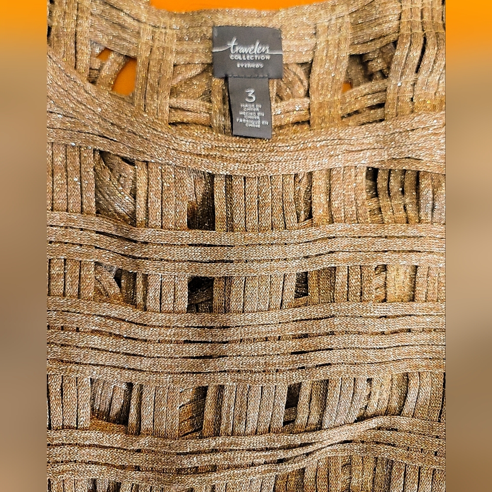 Chico's Tan Open Weave Tunic - Picture 6 of 7
